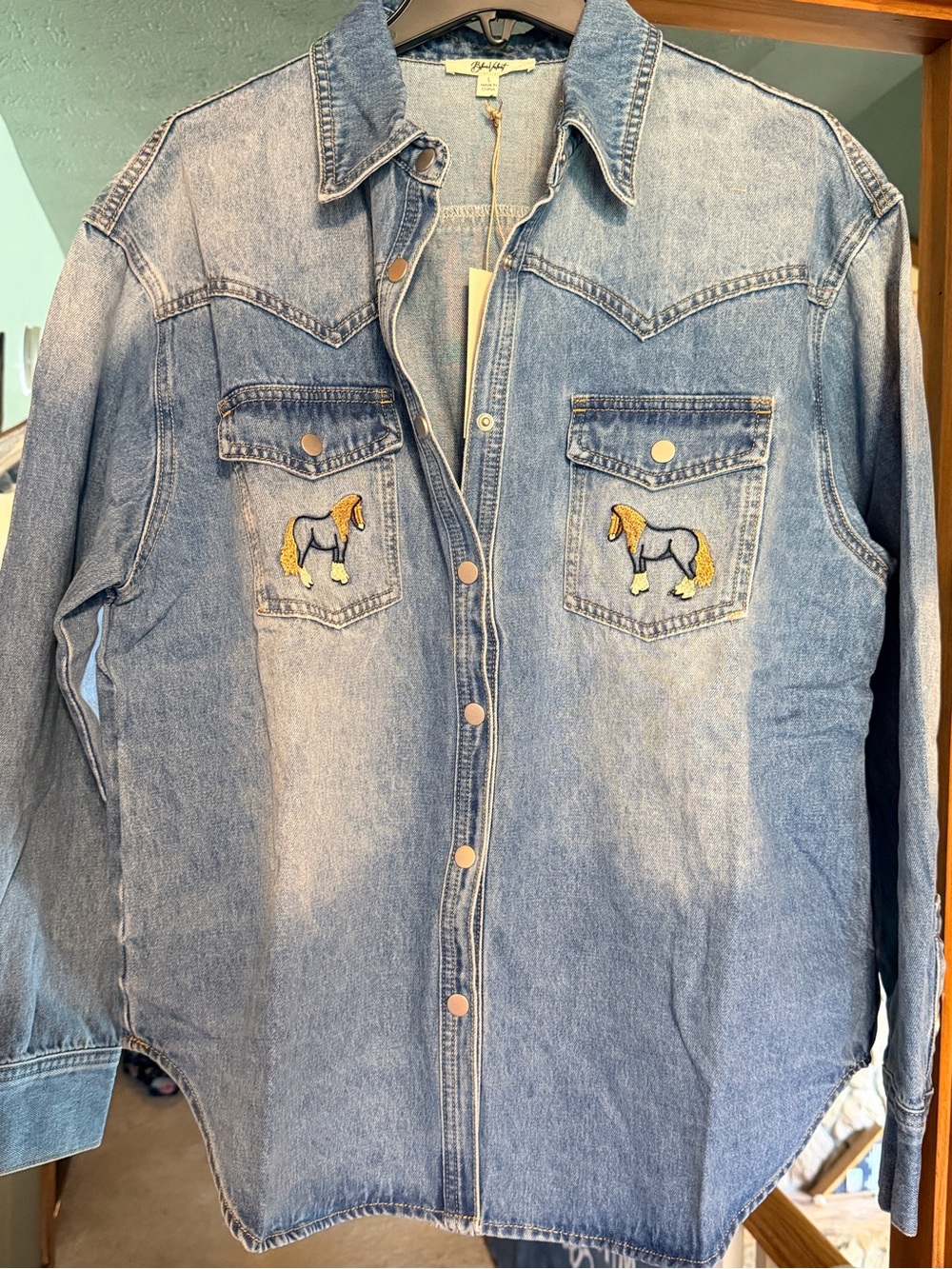 Women’s Denim Western Snap-Down Jacket - Blue